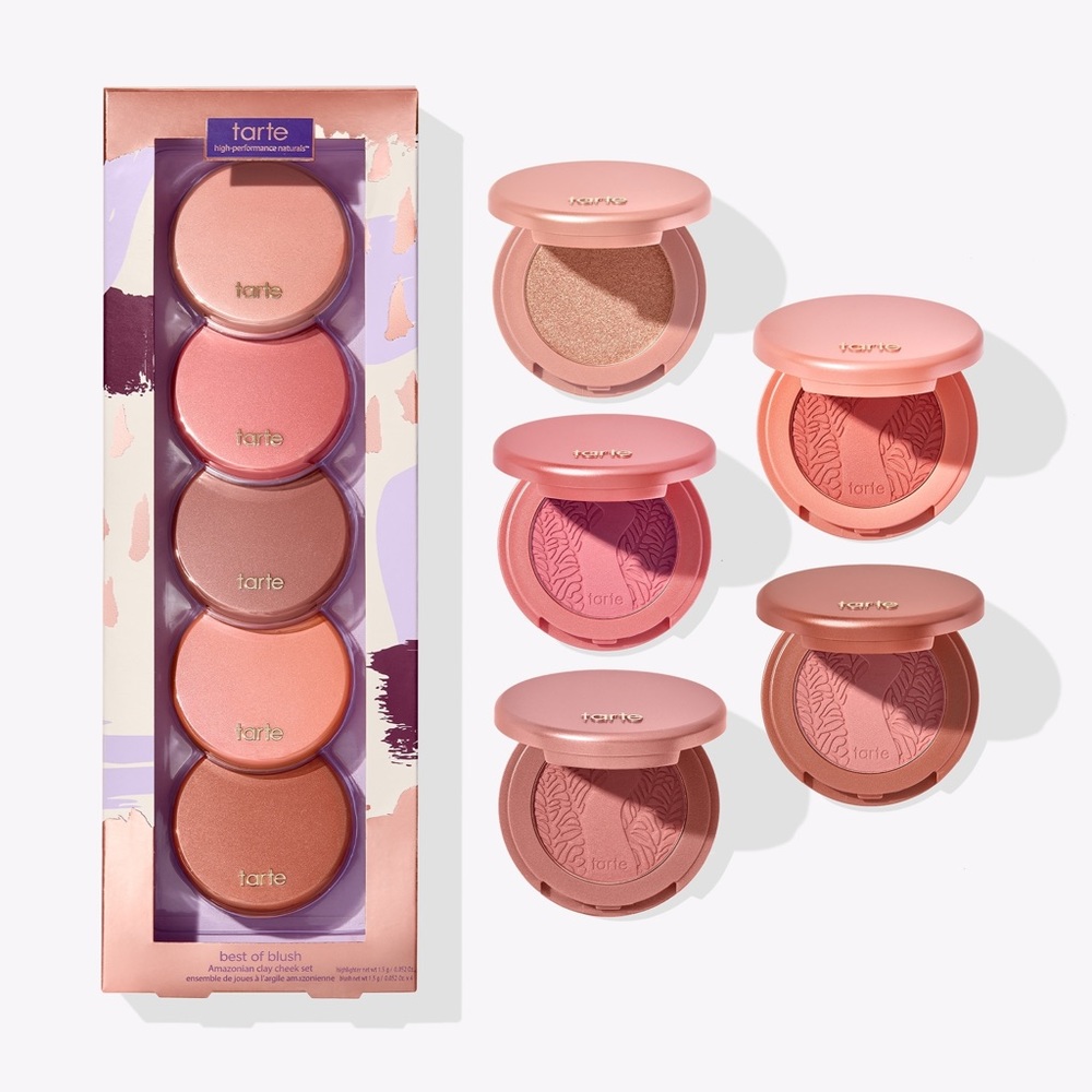 NIB tarte Amazonian Clay Best of Cheek Five Travel Size Blush & Highlighter Set